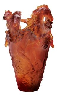 Horse magnum vase amber - Daum